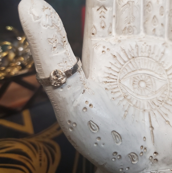 Vintage unique 925 Sterling stamped ring with hammered finish size 8 - Picture 2 of 6